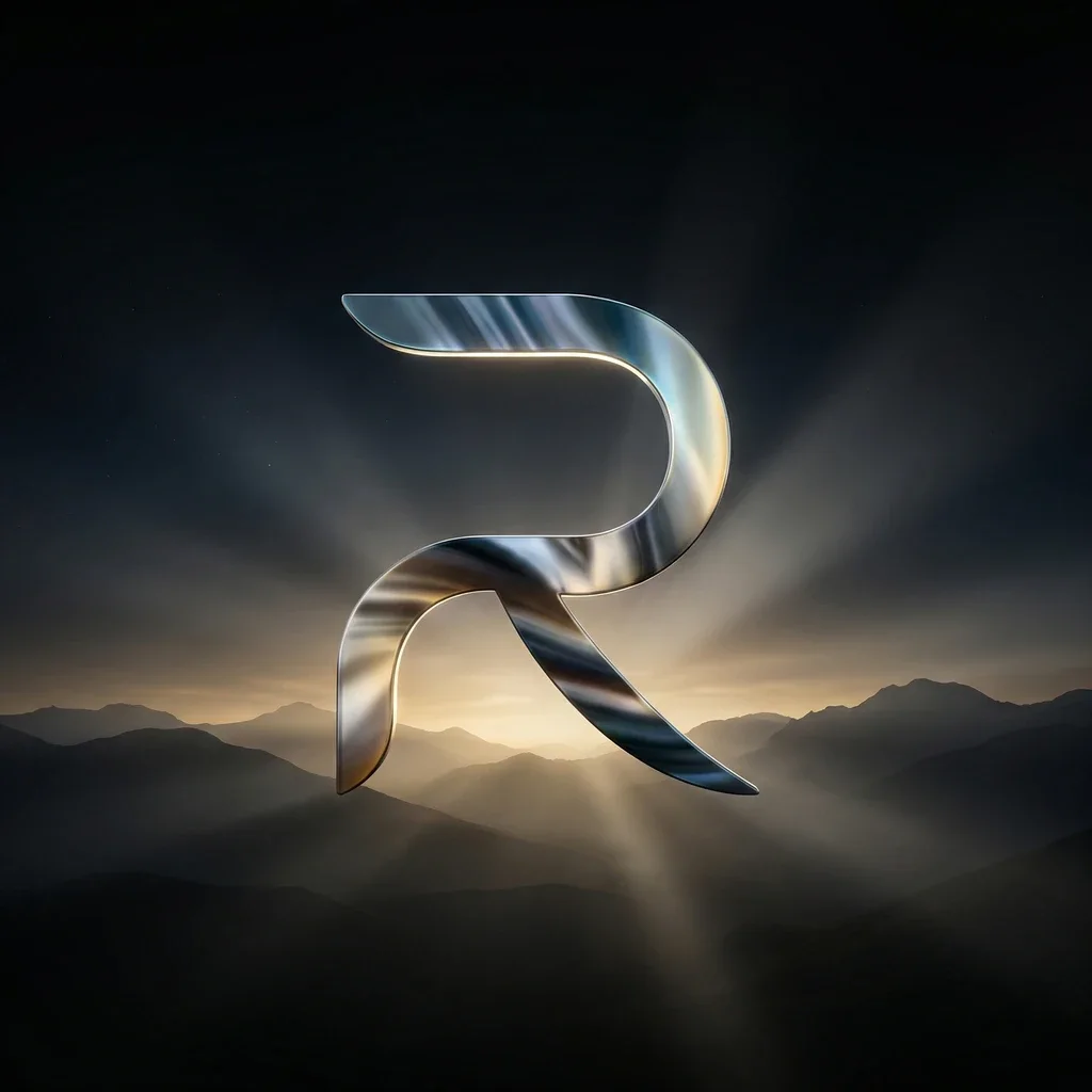 The Ruhavyn R in polished chrome, rising over a mountain dawn